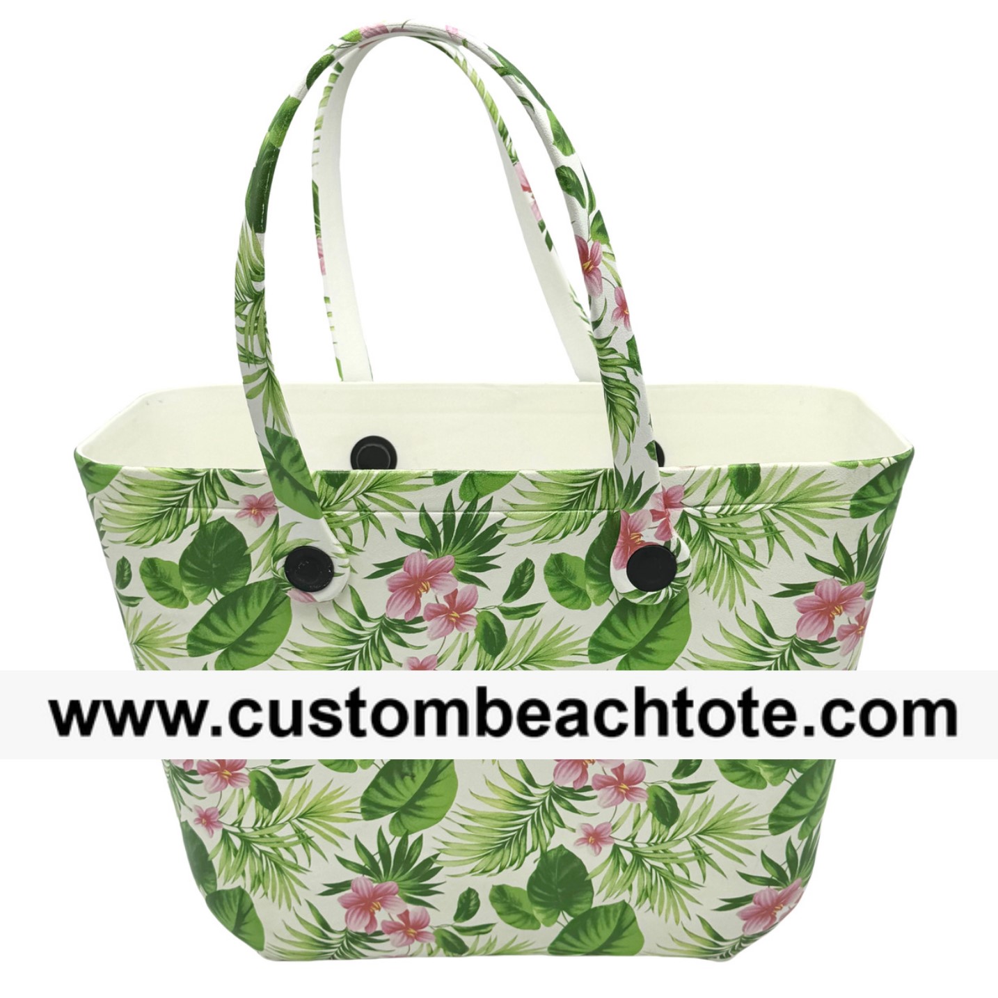 2025 Venta al por mayor de bolsas de playa de goma EVA con estampado tropical de moda Bolsa de playa de goma estamp